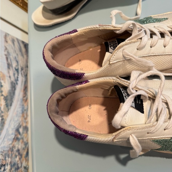Beige and Green Golden Goose Sneakers - Picture 5 of 7